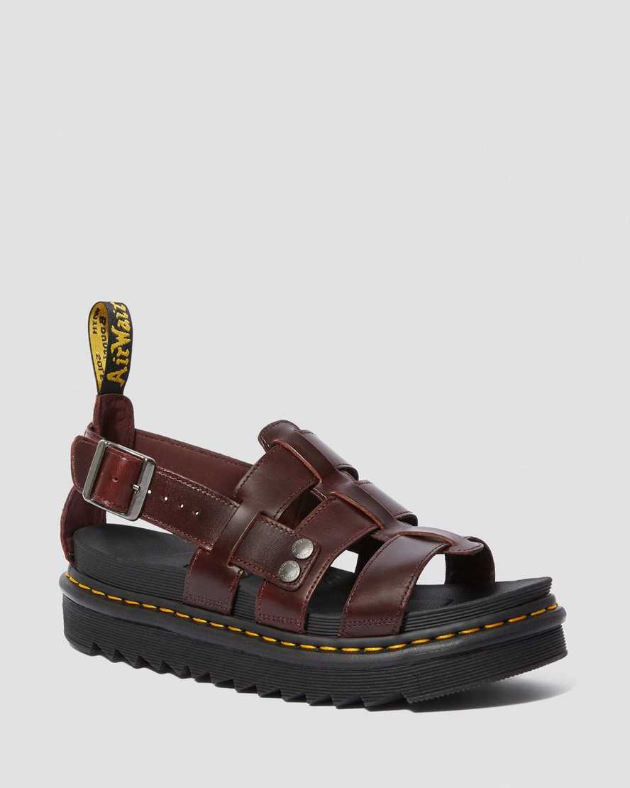 Dr. Martens Terry Deri Strap Kadın Sandalet - Sandalet Koyu Kırmızı |WKJSZ0357|